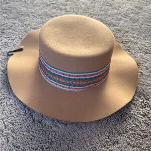 BP Tan Hat with Colorful Patterned Band